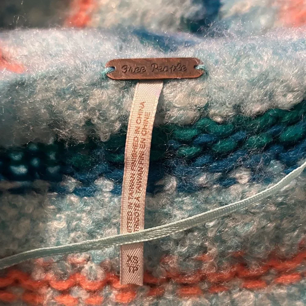 Free People Lily Pullover Sweater In Mosaic Sky Combo Size XS